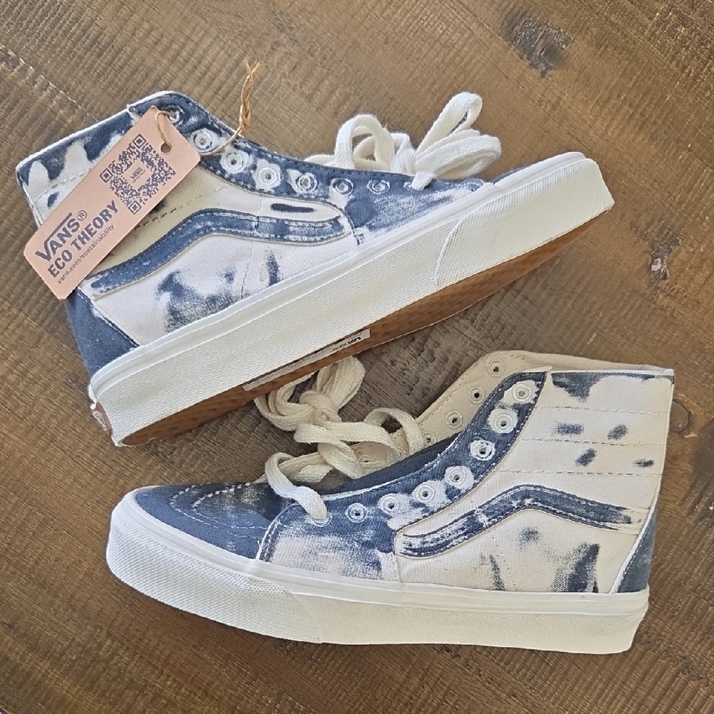 Vans Blue and White High-Top Sneakers